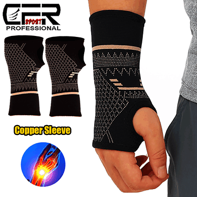 #ad #ad Copper Wrist Hand Support Brace Splint Carpal Tunnel Sprain Arthritis Sports $18.29