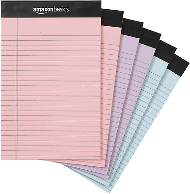 #ad Narrow Ruled 5 X 8 Inch Lined Writing Note Pads 6 Count 50 Sheet Pads Multic $15.18
