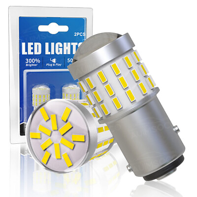 #ad 2x 1157 LED Turn Signal Brake Reverse Parking Light Bulb White CANBUS 6000K Lamp $19.99