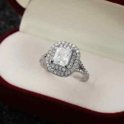 #ad Ladies 3 Ctw Lab Created Diamond 14K White Gold Over Radiant Engagement Ring $108.61