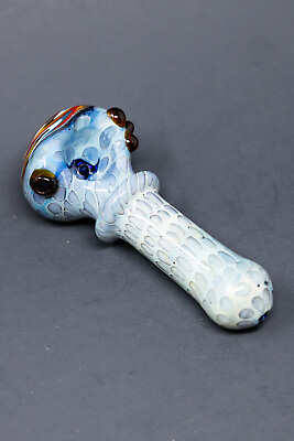 #ad 5quot; Snake Skin Design TOBACCO Thick Glass Hand Pipe w Carb Hole Assorted $14.99