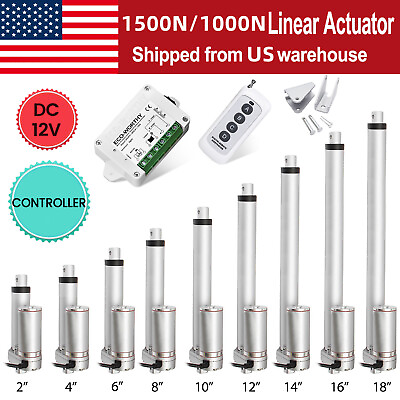 #ad ECO WORTHY DC 12V 2quot; 18quot; Inch Stroke Linear Actuator 330lbs 225lbs Max Lift $19.99