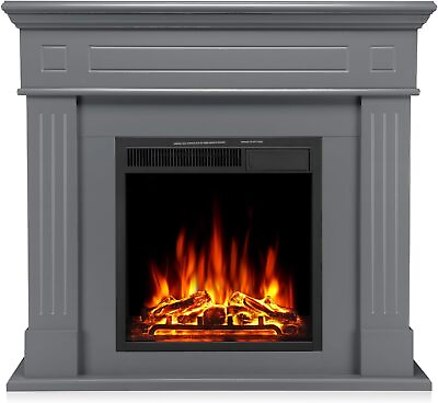 #ad #ad 43quot; Electric Fireplace Mantel Wooden Surround Firebox Freestanding Gray $299.99