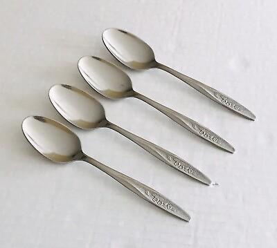 #ad Superior Stainless USA International Silver Radiant Rose 4 Teaspoons Glossy $12.95