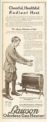 #ad 1919 Lawson Gas Heater Vintage Print Ad Odorless is Safe Radiant Home Heat $20.79