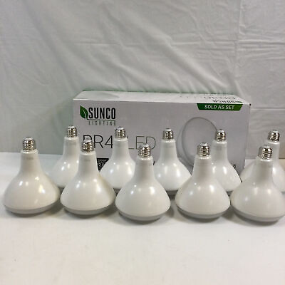 #ad Sunco Lighting BR40LED White 1400 Lumens Indoor LED Light Bulbs Pack Of 10 $44.99