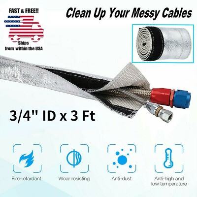 #ad Metallic Heat Shield Sleeve Insulated Wire Hose Cover Wrap Loom Tube 3 4quot; 3 Ft $8.09