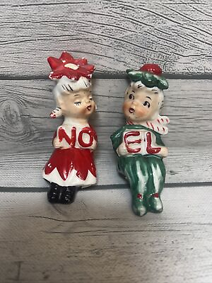 #ad Rare Vintage Lipper and Mann Christmas Elf Pixie Saltamp;Pepper Shelf Shakers READ $175.00