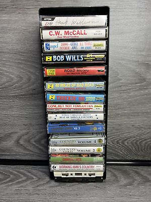 #ad Vintage Country Music Cassette Tapes Lot of 16 Various Artists with Storage Case $9.99