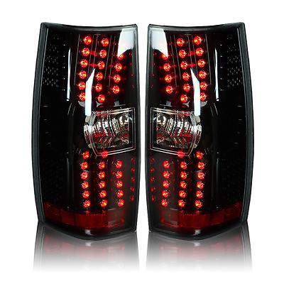 #ad For 07 13 Chevy Suburban Tahoe LED Glossy Black Housing Clear Lens Tail Lights $162.17