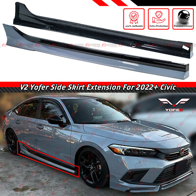 #ad For 2022 2024 Honda Civic Yofer V2 Sonic Gray Black 2 Tone Side Skirt Extension $184.99