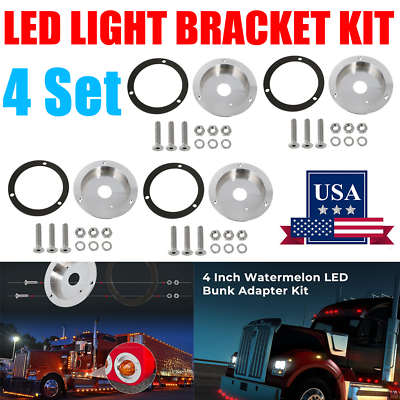 #ad 4 Set 4quot; For Universal Truck Watermelon Bunk LED Light Adapter Mounting Bracket $61.99