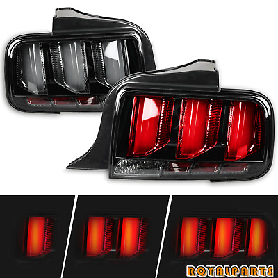 #ad For 05 09 Ford Mustang Smoked LED Tube Sequential Signal Tail Lights Brake Lamps $183.99
