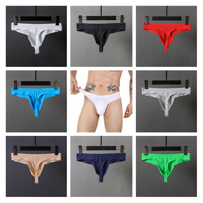 #ad Mens Ice Silk U Pouch Briefs Seamless G string Thongs Panties T back Underwear $4.27