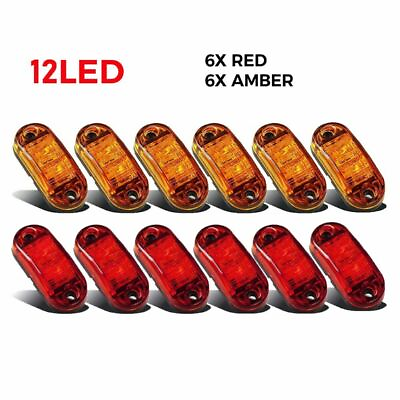 #ad 12PCS Marker Lights 2.5quot; LED Truck Trailer Oval Clearance Side Light Amber Red $12.59