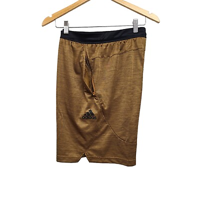 #ad Adidas Axis Knit Shorts Mens Medium Earth Strata Bronze Pull On Zip Pockets $20.00