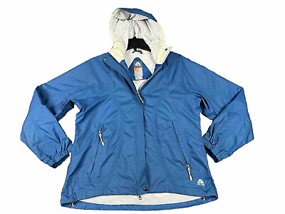 #ad nike acg fit storm jacket Large Blue Full Zip Hooded Rain Windbreaker Women’s $35.00