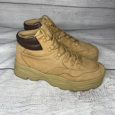 #ad Women’s 10 Steve Madden Nubuck Tan Lace Up Rockie Boots $40.00