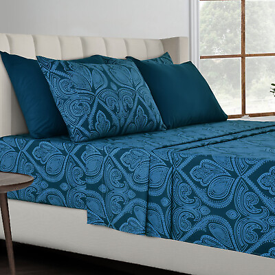 #ad #ad Deep Pocket 6 Piece Bed Sheet Set 1800 Series Microfiber Comfort Paisley Sheets $21.89