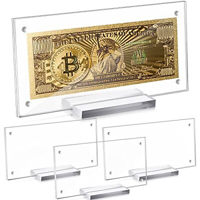 #ad 4 Pack Acrylic Bill Display Currency Frame for Collectors Paper Money Protector $34.42