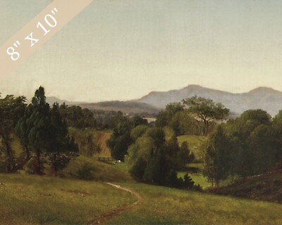 1800s Green Hill Landscape Painting Giclee Print 8x10 on Fine Art Paper $14.99