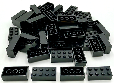 #ad Lego 50 New Black Bricks 2 x 4 Studs Building Blocks Pieces $8.99