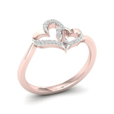 #ad Colorless White Round Cut Moissanites Interlocking Heart Ring In 10K Rose Gold $650.00