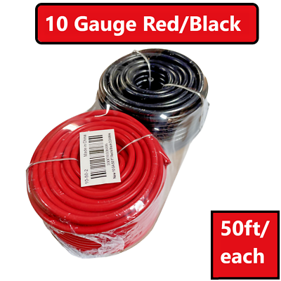 #ad 10 Gauge Wire Red amp; Black Power Ground 50 FT Each Primary Stranded Copper Clad $20.99