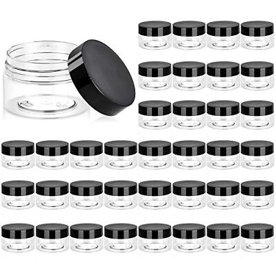 #ad 36 Pack 1 OZ Plastic Jars Round Clear Cosmetic Container Jars with Lids $27.01
