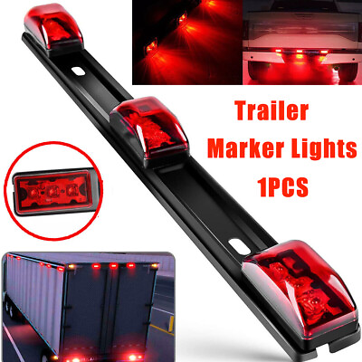 #ad Red LED Stainless Rear Clearance ID Marker Light Bar Truck Trailer Tail Lights $12.90