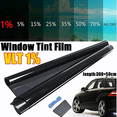 #ad 300CM Uncut Roll Window Tint Film 1% VLT 20quot; x 10ft Feet Car Home Office Glass $10.45