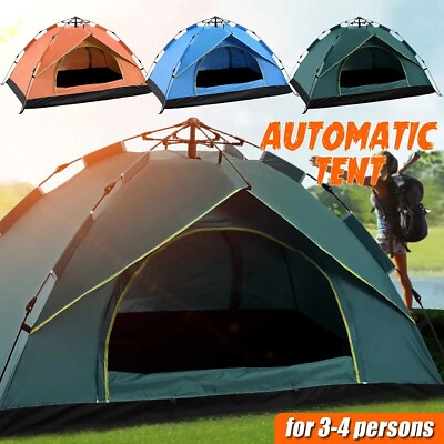 #ad 3 4 Person Pop Up Tents Waterproof Windproof Instant Tent for Camping Hiking $49.99