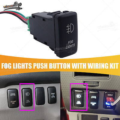 #ad FOG LIGHT Push Button Switch White LED Indicator Light Fit Toyota Tacoma 4Runner $8.99