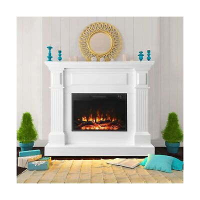 #ad #ad 43 Inch Electric Fireplace with Mantel Tall Fire Place Heater Freestanding w... $543.34