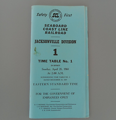 #ad Seaboard Coast Line SCL Railroad Employee Timetable 1 Jacksonville Div. 4 28 68 $12.99