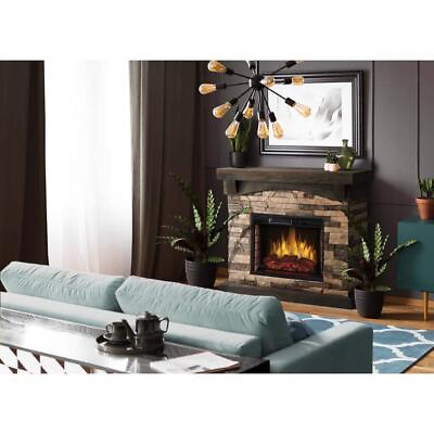 #ad Muskoka Freestanding Electric Fireplace Faux Stone Mantel Fireplace Tan Brown $560.89
