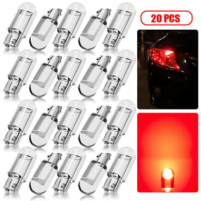 #ad 20Pcs T10 194 168 W5W 2825 Red LED Interior Map Dome License Plate Light Bulbs $4.99