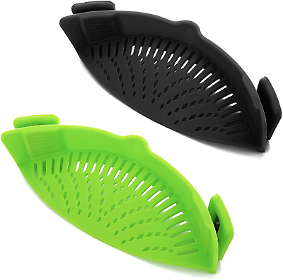 #ad 2 Pcs Clip on Strainer Pot Strainer for Pasta Meat Vegetables Fruit Silicone S $19.99