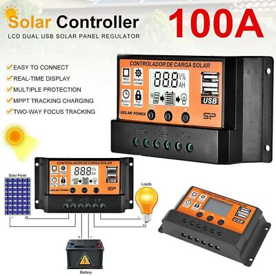 #ad 100A MPPT Solar Panel Regulator Charge Controller Auto Focus Tracking 12 24V US $9.89