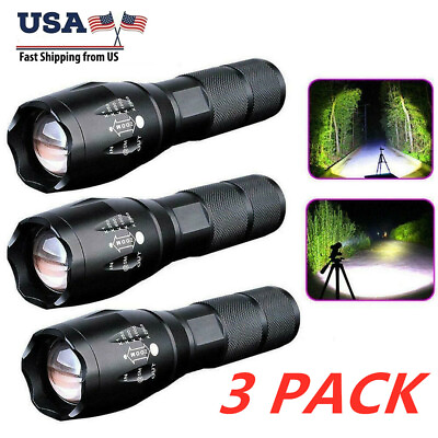 #ad 3 x Tactical 18650 Flashlight Ultrafire High Powered 5Modes Zoomable Aluminum $17.99