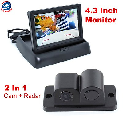 #ad Car Reverse Parking Camera With Radar Sensor 4.3quot; Foldable LCD Rear View Monitor $23.98