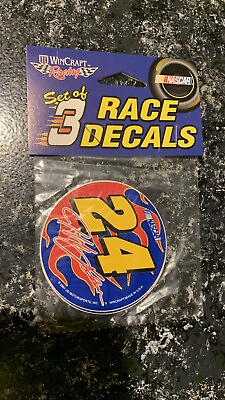 #ad #ad RARE NEW PACK OF 3 JEFF GORDON #24 2001 WINCRAFT 3 INCH ROUND DECAL STICKERS $2.79