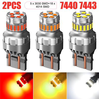 #ad 2X 7443 7440 LED 6500K Reverse Backup Brake Tail Stop Parking Light Bulbs CANBUS $9.99
