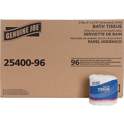 #ad Genuine Joe Bath Tissue 2 Ply 400Sht Roll 4quot;x3.15quot; 96Roll CT WE 2540096 $58.18