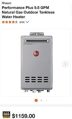 #ad Rheem Performance Plus 9.5 GPM Natural Gas Outdoor Tankless Water Heater $735.00