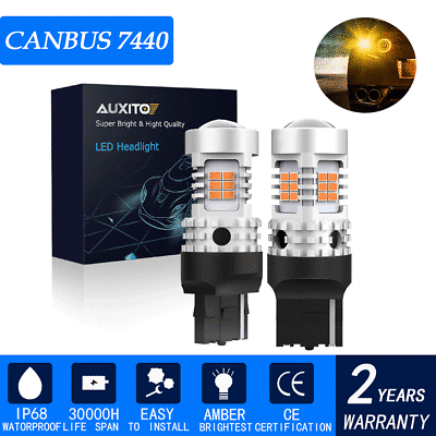 #ad 2X W21W 7440 Amber Yellow 2700LM 2200K LED Turn Signal Blinker Light bulb CANBUS $18.04