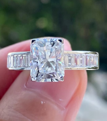 #ad Radiant Cut Moissanite With Channel Set Baguette Band Gorgeous Wedding Ring Gift $119.00