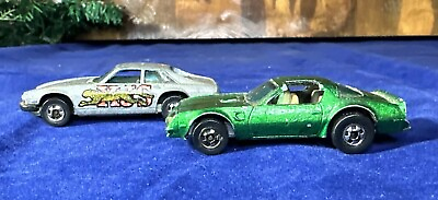 #ad 2x Hot Wheels Cars Die Cast Metal Black wall Jaguar XJS Hot Bird 1977 Decals $19.21