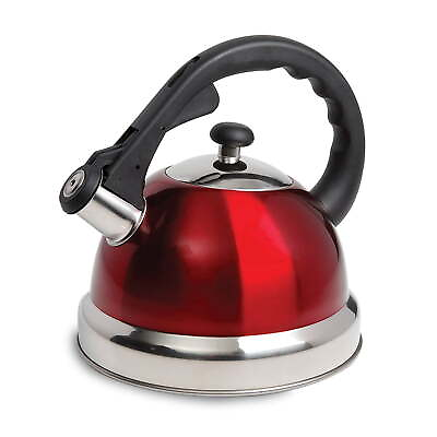 #ad 1.7 Qt Whistling Stainless Steel Tea Kettle in Red $18.45