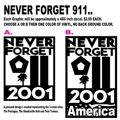 #ad Decal Die Cut Vinyl Sticker Never Forget 911Twin Towers America Let#x27;s Roll $2.99